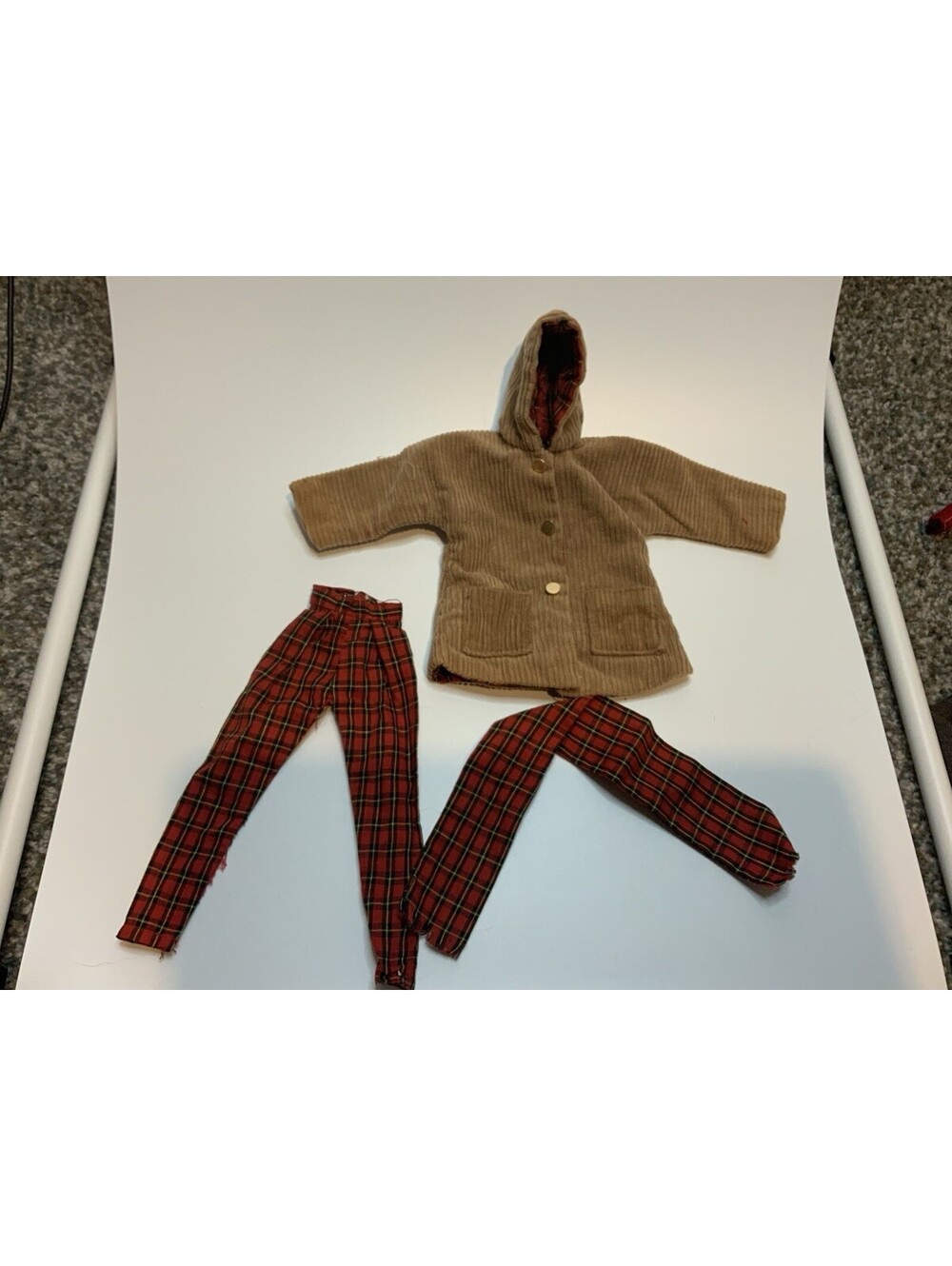 Vintage Judy Littlechap Corduroy Jacket With Red Plaid Pants And Scarf